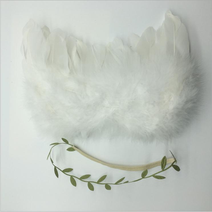 Kate Angel Feather Wings with Headband Band Baby Photo Props