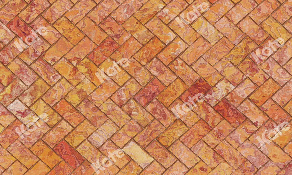 Kate Shabby Wall Orange Herringbone Rubber Floor Mat Designed by Kate Image