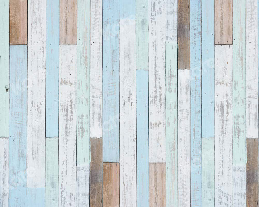Kate Wood Texture Light Blue Rubber Floor Mat