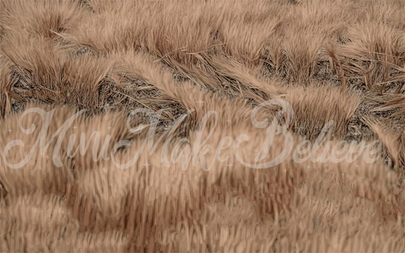 Kate Fine Art Painterly Brown Dried Grass Boho Floor Mat for Photography designed by Mini MakeBelieve