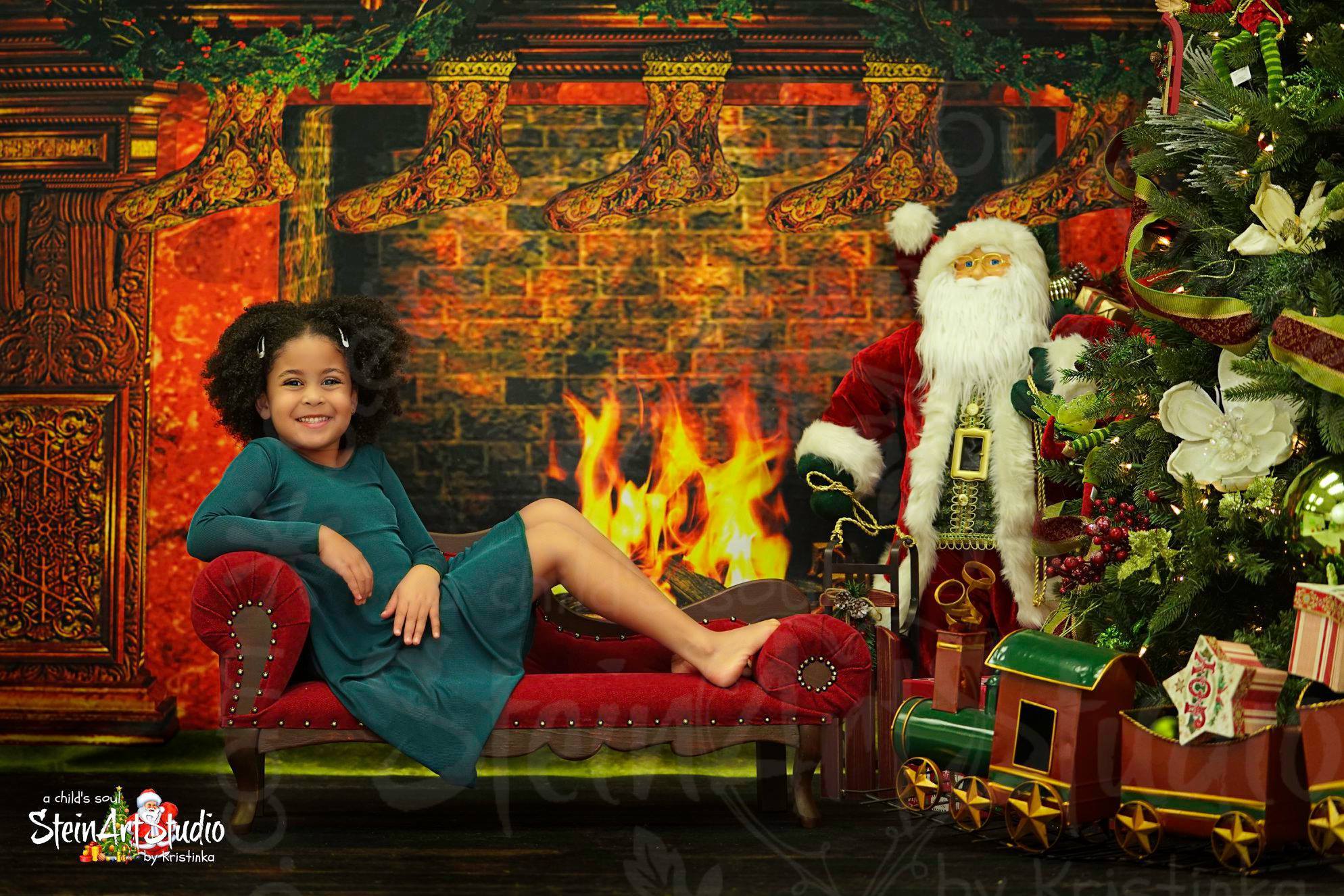 Katebackdrop£ºKate Christmas Fireplace Stockings Backdrop Photography