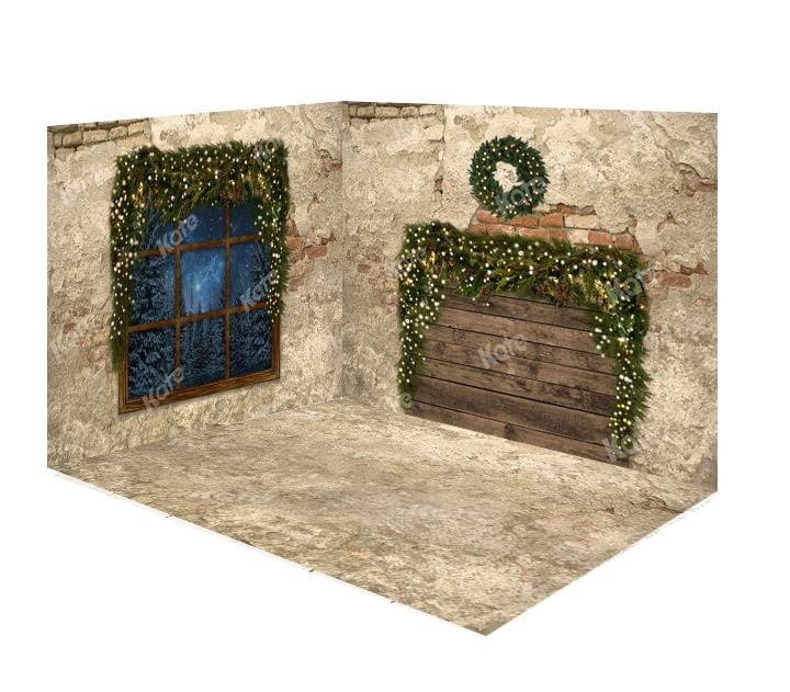 Kate Christmas Window Do Old Brick Wall&Floor Room Set