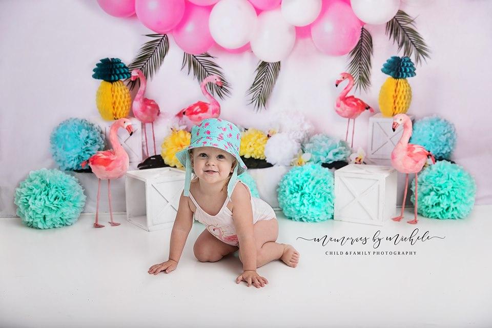 Katebackdrop£ºKate Balloons Flowers Flamingo Summer Backdrop for Photography Designed by Mandy Ringe Photography