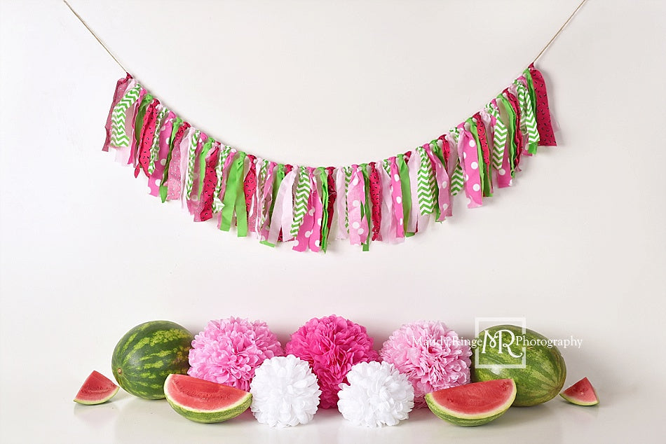 Kate Summer Pink and Green Watermelon Birthday Backdrop for Photography Designed by Mandy Ringe Photography - Kate Backdrop