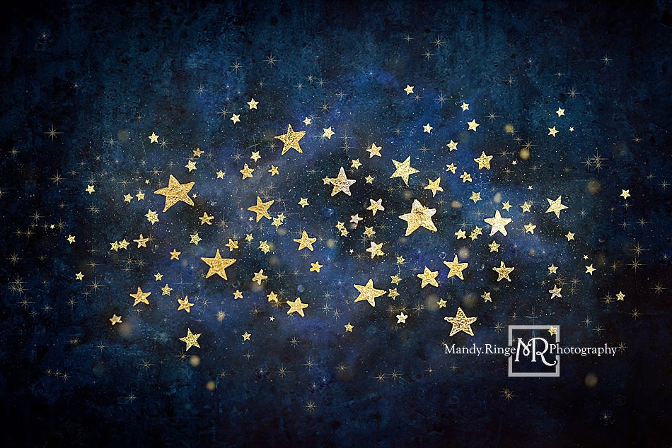 Kate Night Sky with Gold Stars Children Backdrop for Photography Designed by Mandy Ringe Photography