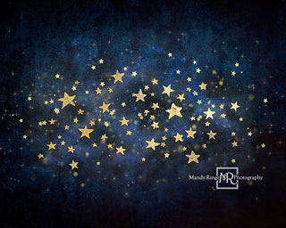 Night Sky with Gold Stars Children Backdrop for Photography Ontworpen door Mandy Ringe Photography