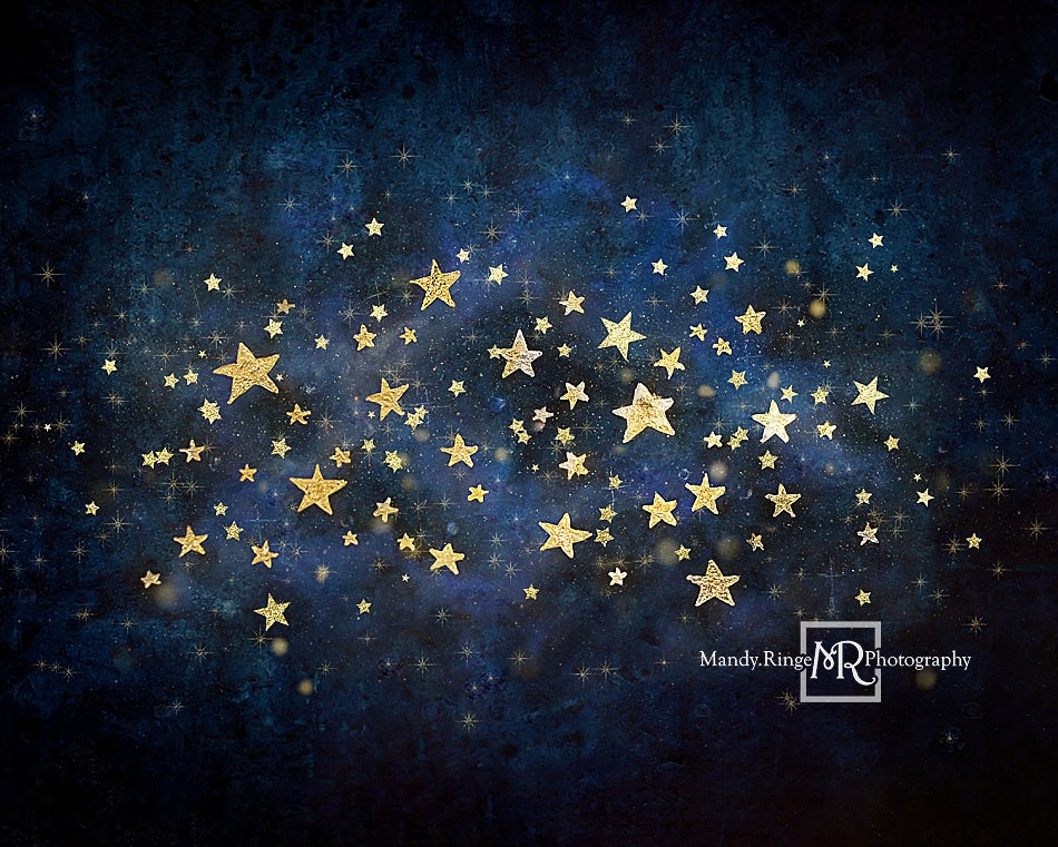 RTS Kate 7x5ft Night Sky with Gold Stars Children Backdrop for Photography Designed by Mandy Ringe Photography