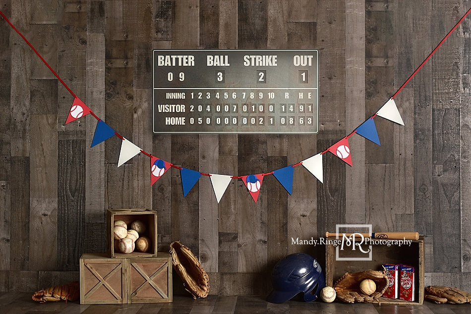 Kate Vintage Baseball with Scoreboard Sport Backdrop for Photography Designed By Mandy Ringe Photography