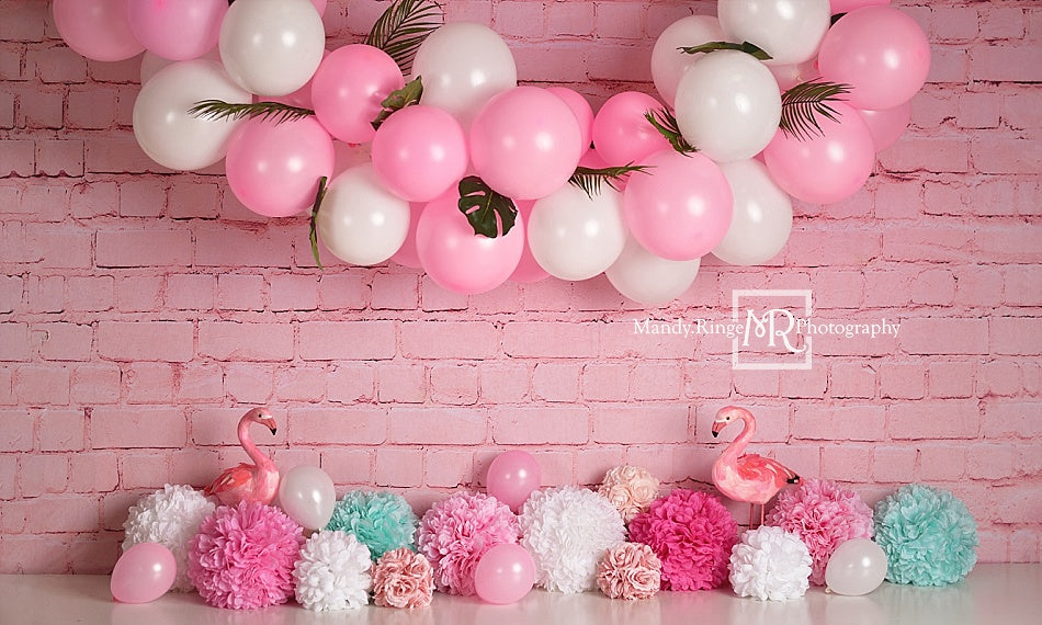 Kate Girly Pink Flamingos Children Backdrop for Photography Designed by Mandy Ringe Photography