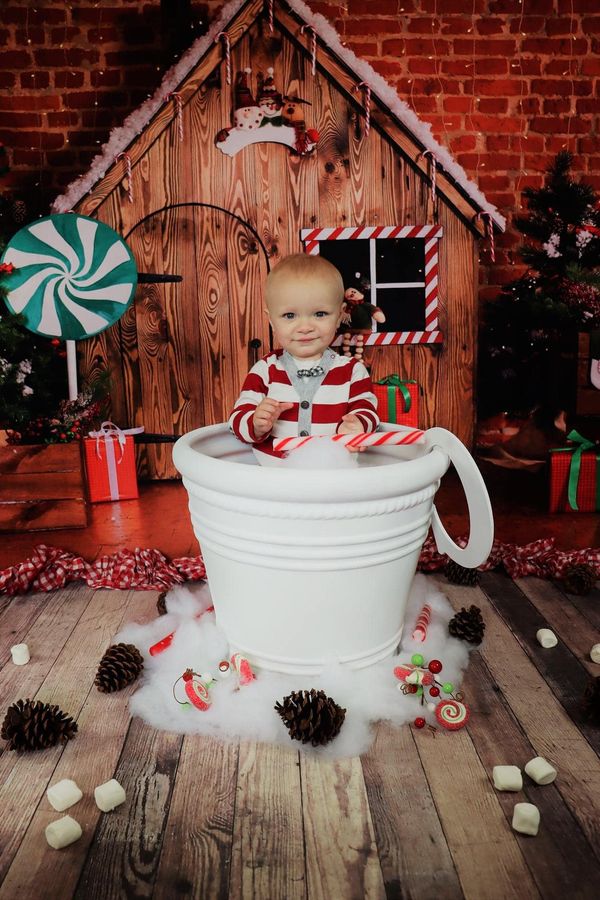 Kate Christmas Wooden House Hot cocoa Backdrop for Photography