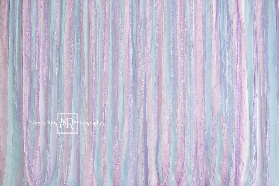 Kate Cotton Candy Pastel Ribbon Backdrop Designed by Mandy Ringe Photography