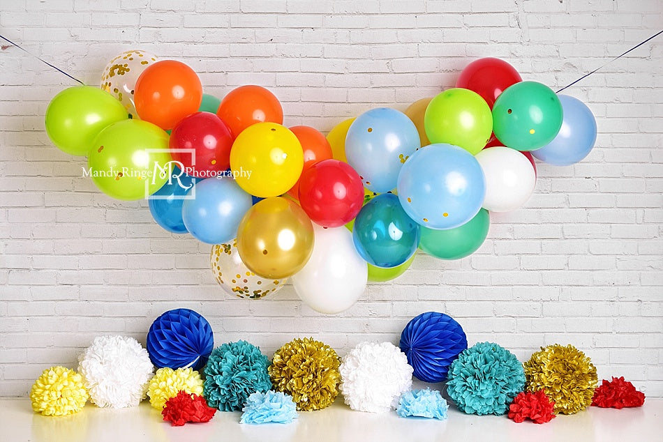 Kate Rainbow Birthday Balloon Garland Backdrop Designed by Mandy Ringe Photography