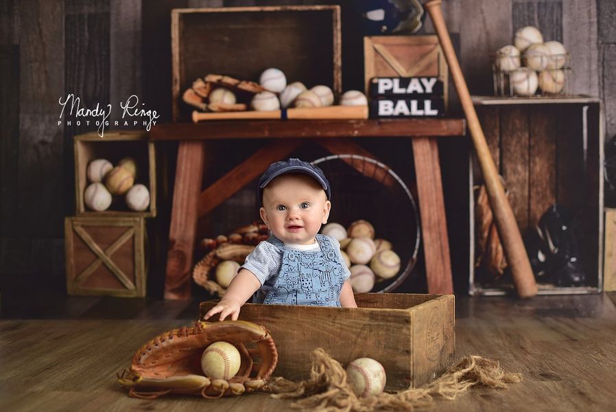 RTS Kate 8x6ft Vintage Baseball Sports Backdrop Designed By Mandy Ringe Photography(Clearance US only)