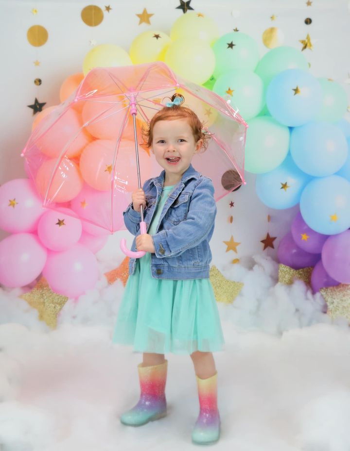 Kate Rainbow Balloons Garland Children Cake Smash Backdrop Designed by Megan Leigh Photography