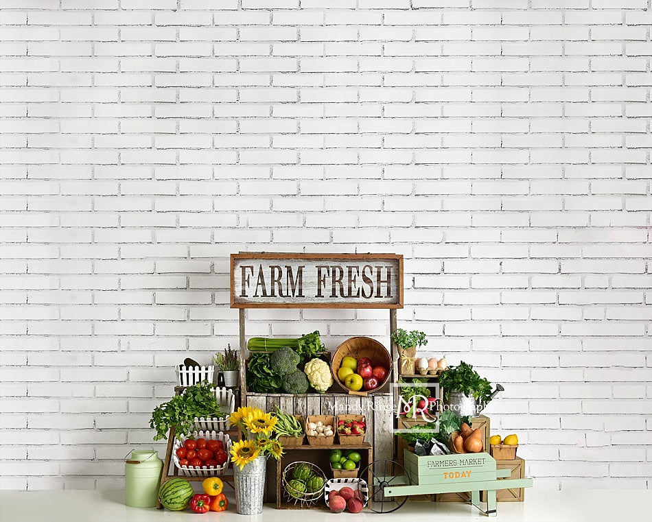 Kate Farm Fruits with White Brick Backdrop Designed By Mandy Ringe Photography