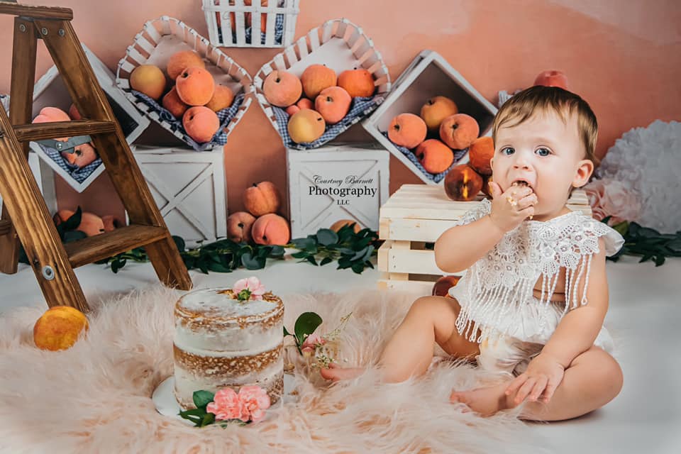 Kate Summer Peaches and Cream Backdrop for Children Designed By Mandy Ringe Photography