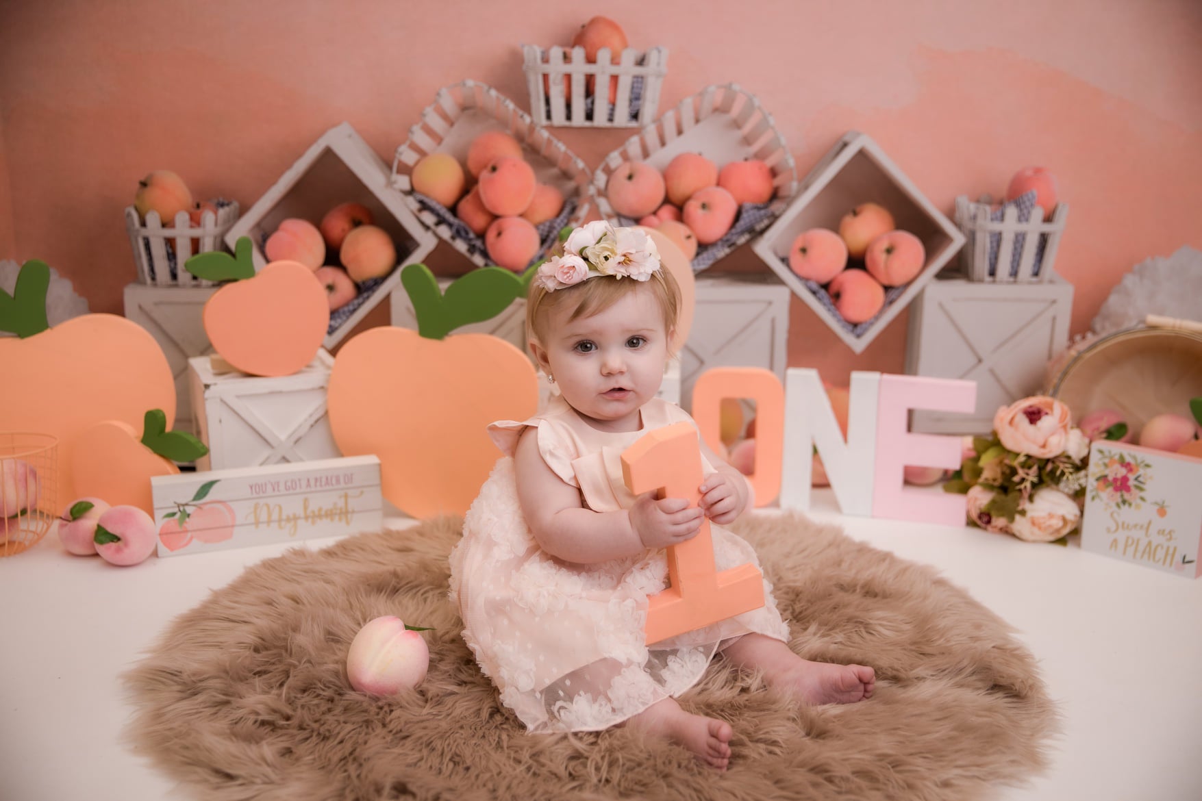 Kate Summer Peaches and Cream Backdrop for Children Designed By Mandy Ringe Photography