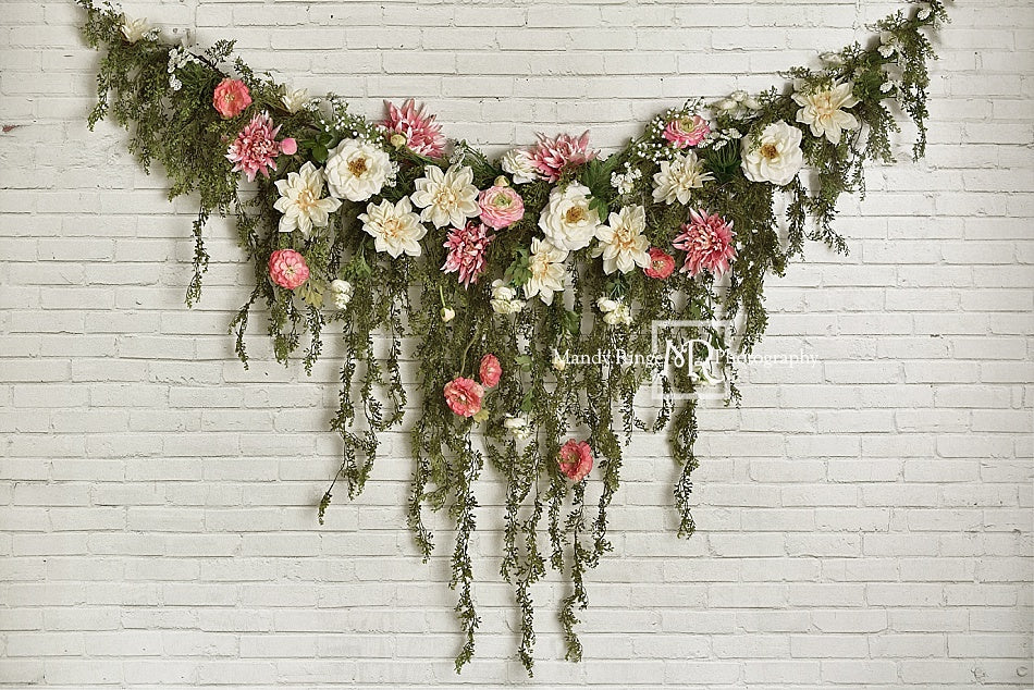 Kate 7x5ft Greenery Garland with Pink Flowers Backdrop (only ship to Canada)