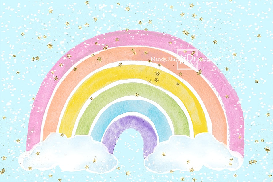 Kate Pastel Sparkle Rainbow Backdrop Designed by Mandy Ringe Photography