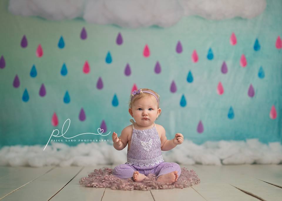 Katebackdrop£ºKate Clouds And Colored Rain Baby Shower Backdrop for Photography designed by Jerry_Sina