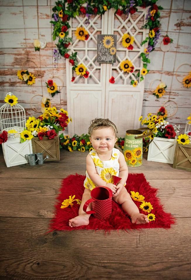 Katebackdrop鎷㈡綖Kate You Are My Sunshine Summer Sunflower Mother's Day Backdrop Designed by Stacilynnphotography