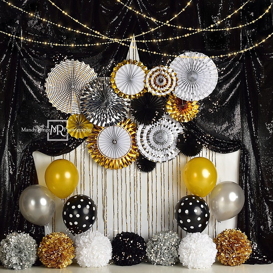 Kate Black and Gold New Year Eve Party Backdrop Designed By Mandy Ring
