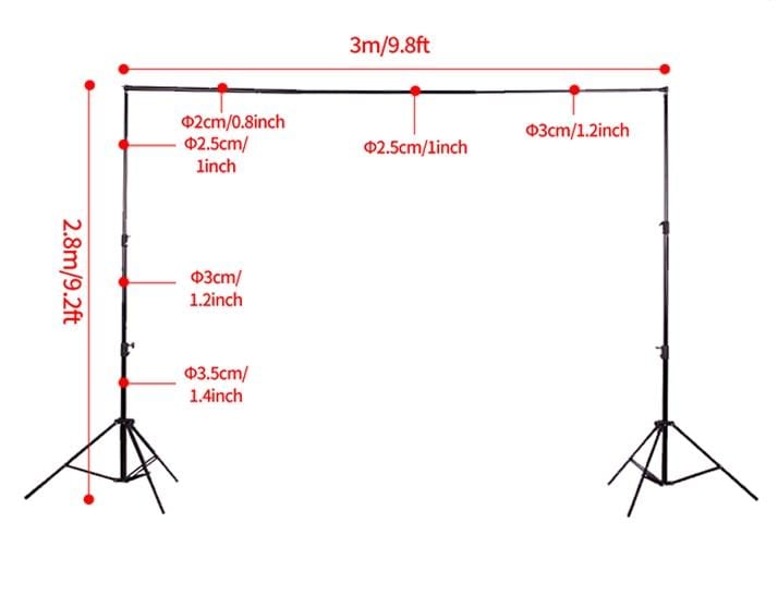 Kate 3x2.8m Backdrop Stand Frame Kit for Photography Studio( including 4 fish mouth clips + 4 stretch clips + E vigorous clip) - Kate Backdrop