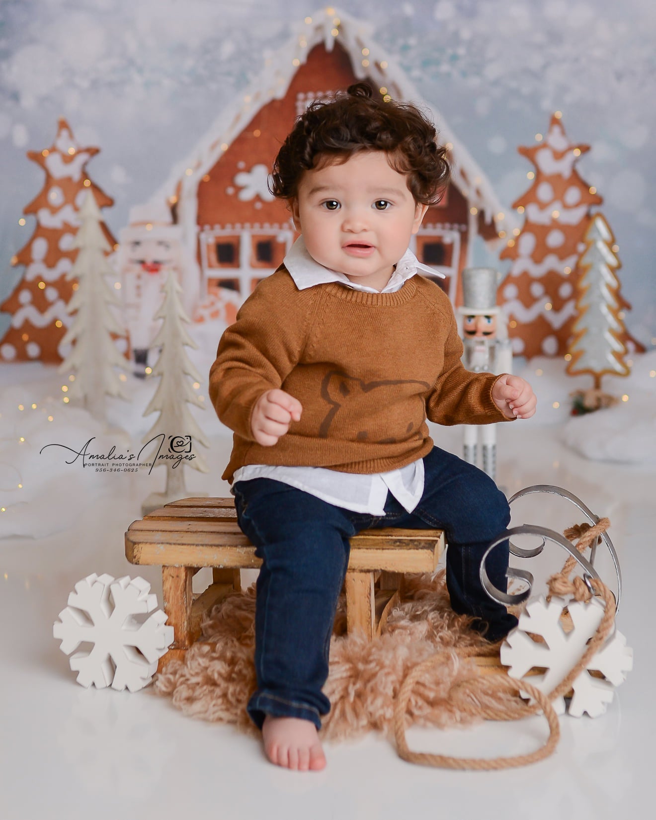 RTS Kate Christmas Gingerbread House Hot Cocoa Backdrop for Photography