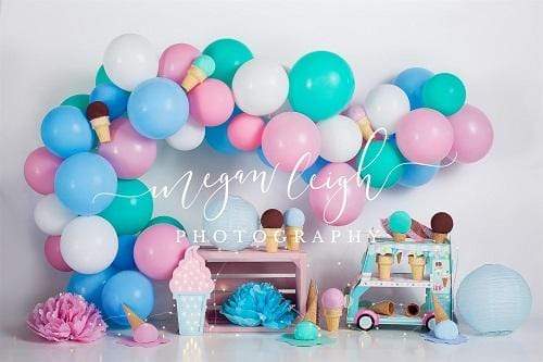Katebackdrop鎷㈡綖Kate Ice Cream with Balloons Children Backdrop for Photography Designed by Megan Leigh Photography