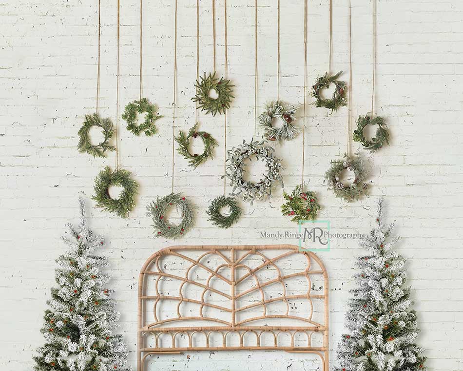 Kate Christmas Wreath Backdrop Boho Headboard Designed by Mandy Ringe Photography