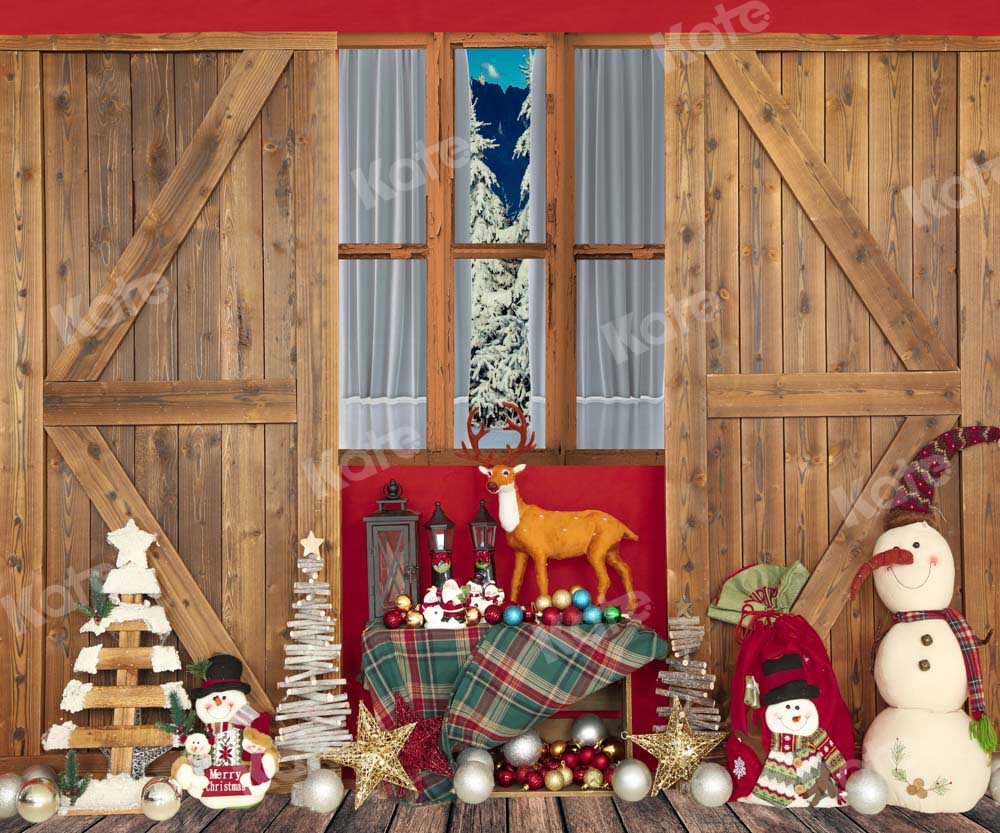 Kate Christmas Gifts Backdrop Wood Barn Door Designed by Emetselch