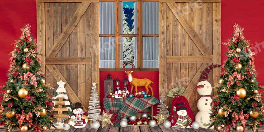Kate Christmas Gifts Backdrop Wood Barn Door Designed by Emetselch