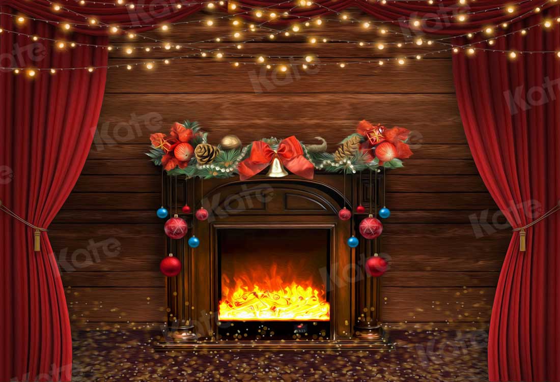 Kate Christmas Fireplace Backdrop for Photography