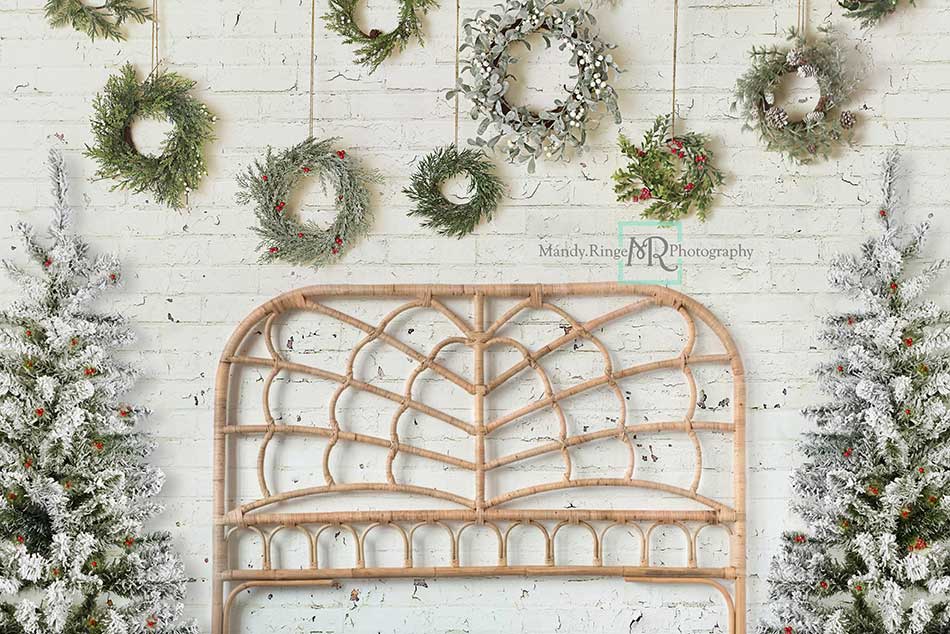 Kate Christmas Wreath Backdrop Boho Headboard Designed by Mandy Ringe Photography