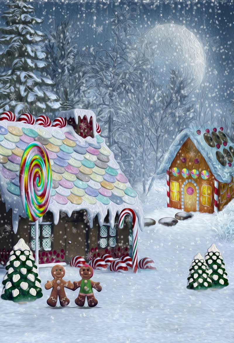 Kate Candy House Backdrop In The Snow for Photography