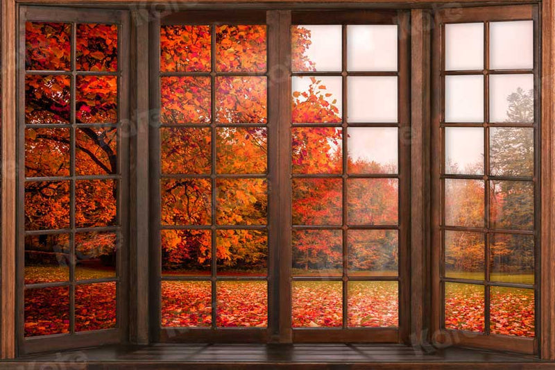 Autumn Rustic Window View Backdrop