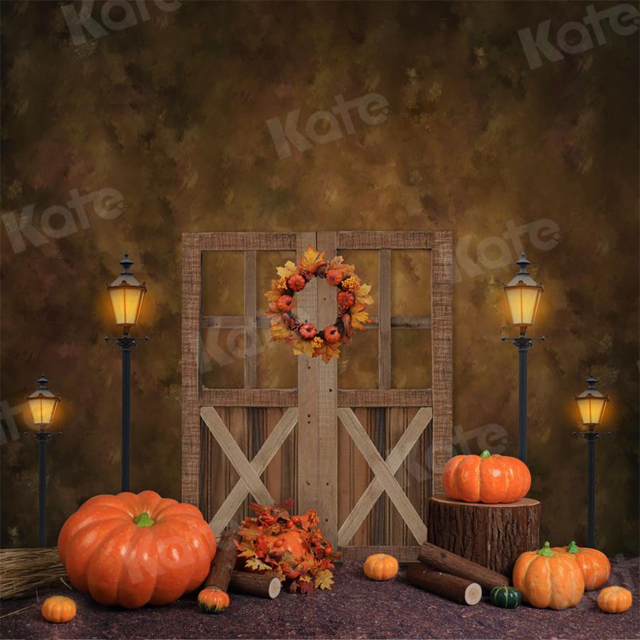 Kate Fall Pumpkin Backdrop Retro Barn Door for Photography