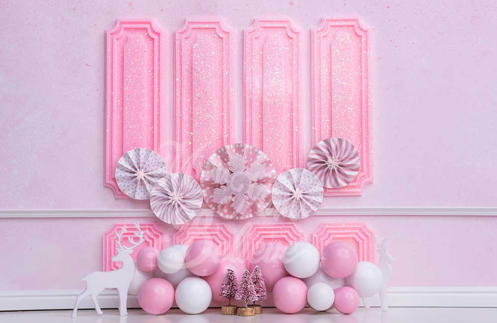 Kate Christmas Balloon Backdrop Pink Wall Designed by Mini MakeBelieve