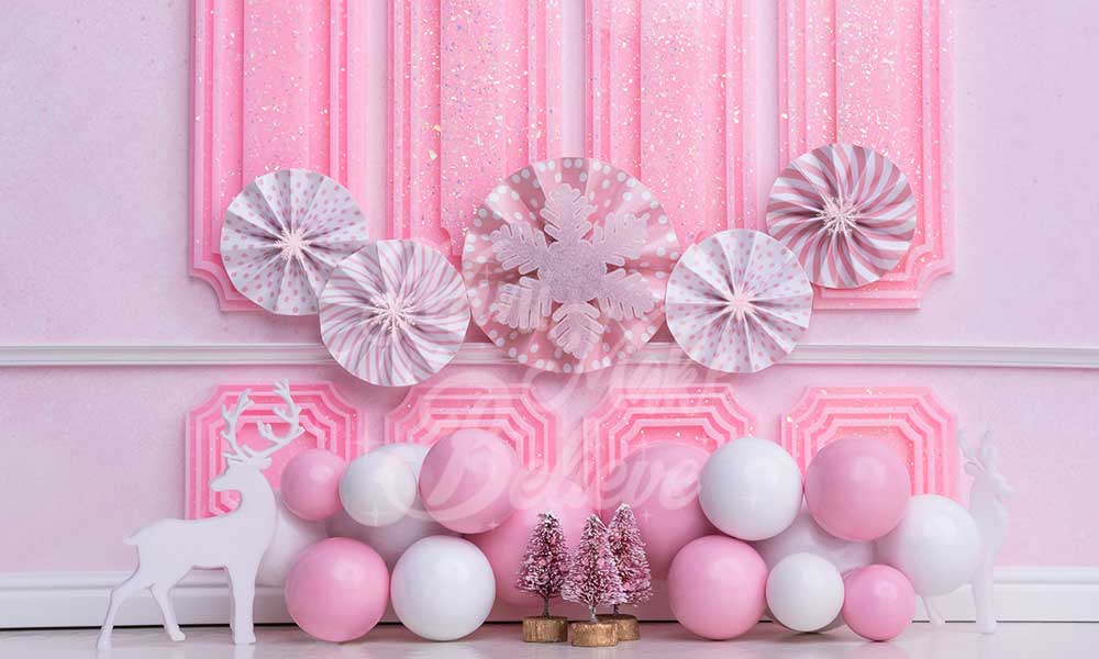 Kate Christmas Balloon Backdrop Pink Wall Designed by Mini MakeBelieve