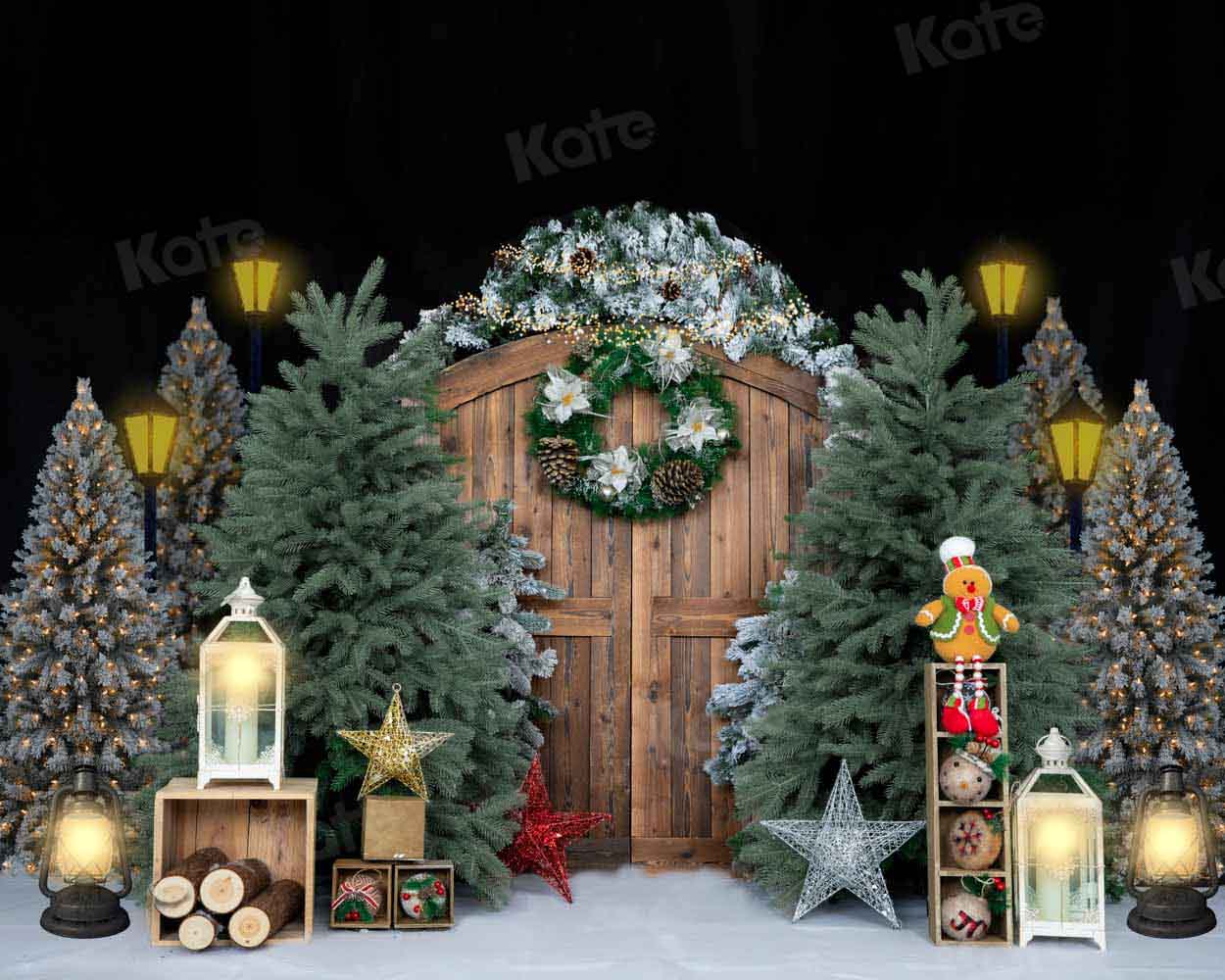 Kate Christmas Trees Backdrop Barn Door Designed by Emetselch