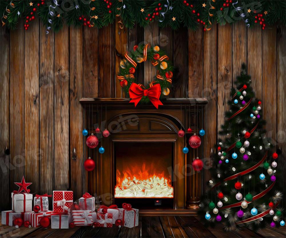 Kate Christmas Gifts Backdrop Fireplace for Photography