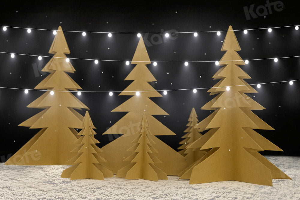 Kate Christmas Trees Backdrop Winter Light Snow Night Designed by Emetselch