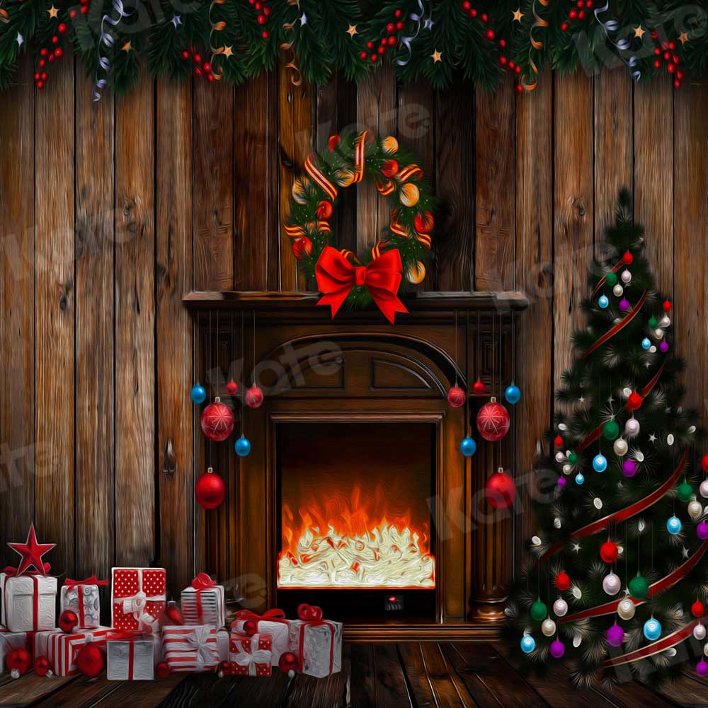 Kate Christmas Gifts Backdrop Fireplace for Photography