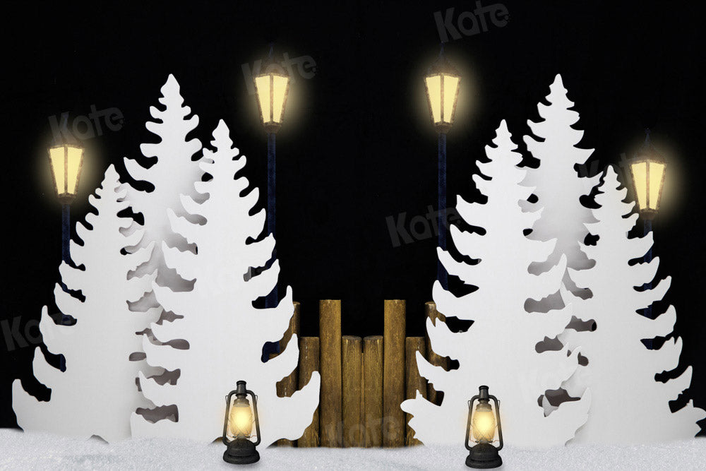 Kate Christmas Trees Winter Backdrop Light Night Designed by Emetselch