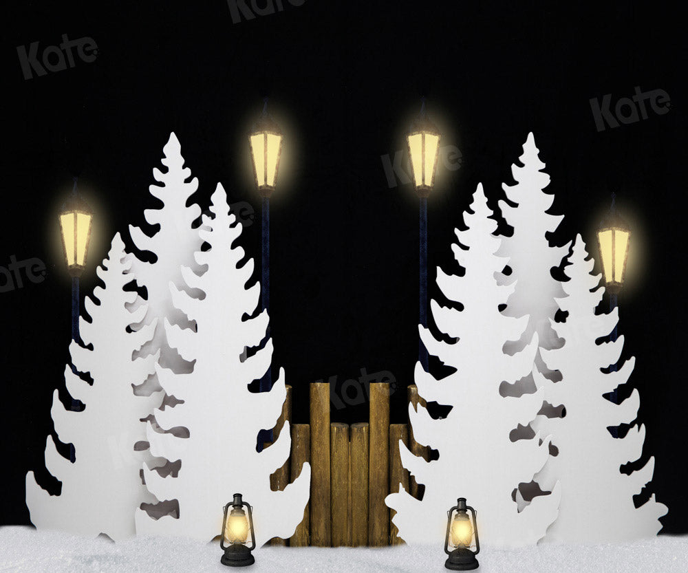 Kate Christmas Trees Winter Backdrop Light Night Designed by Emetselch