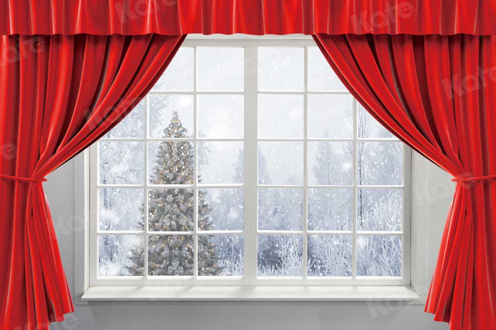 Kate Christmas Winter Backdrop Red Curtain for Photography