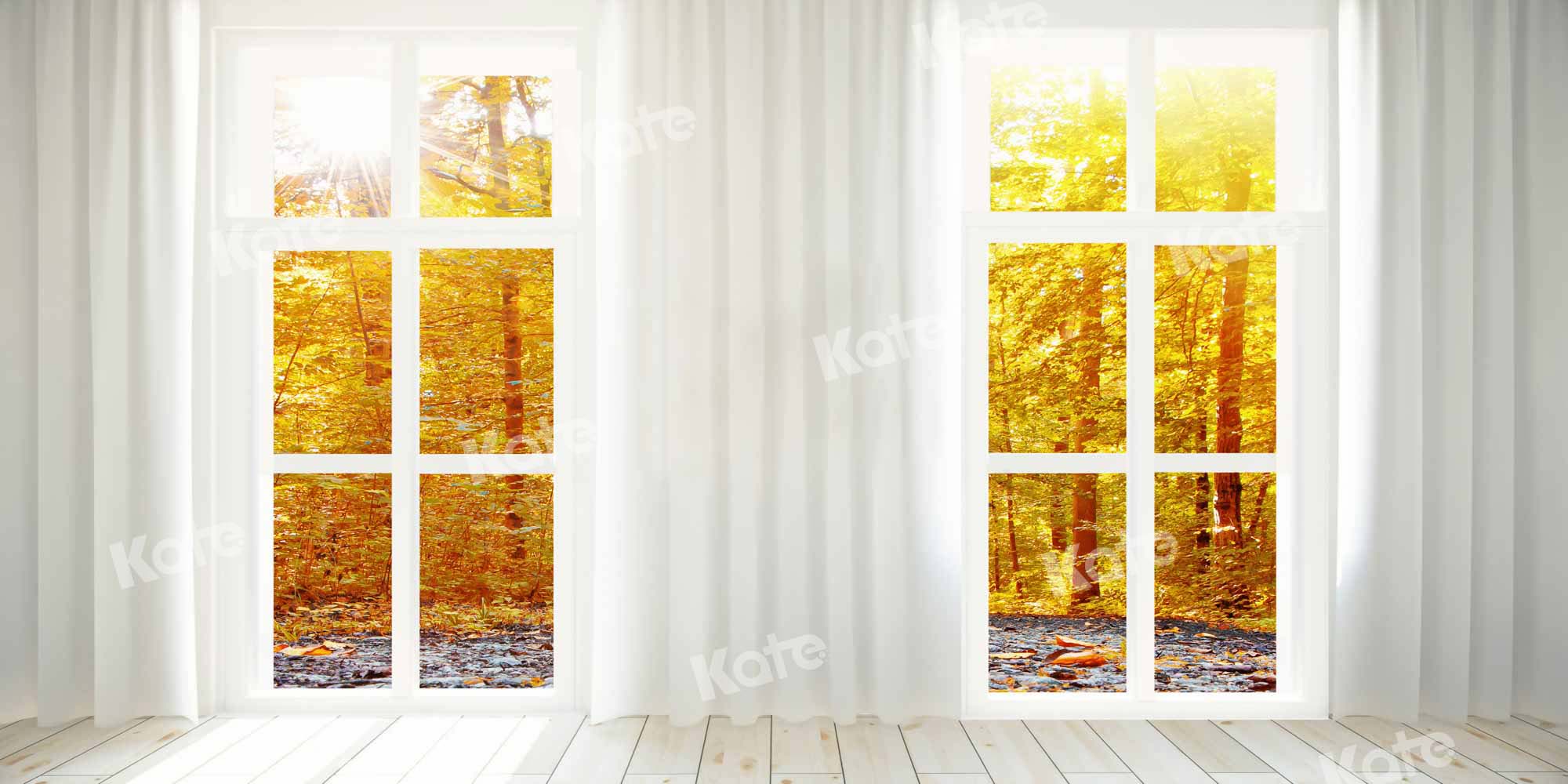 Kate Fall Forest Yellow Door Background for Photography Designed by Chain Photography
