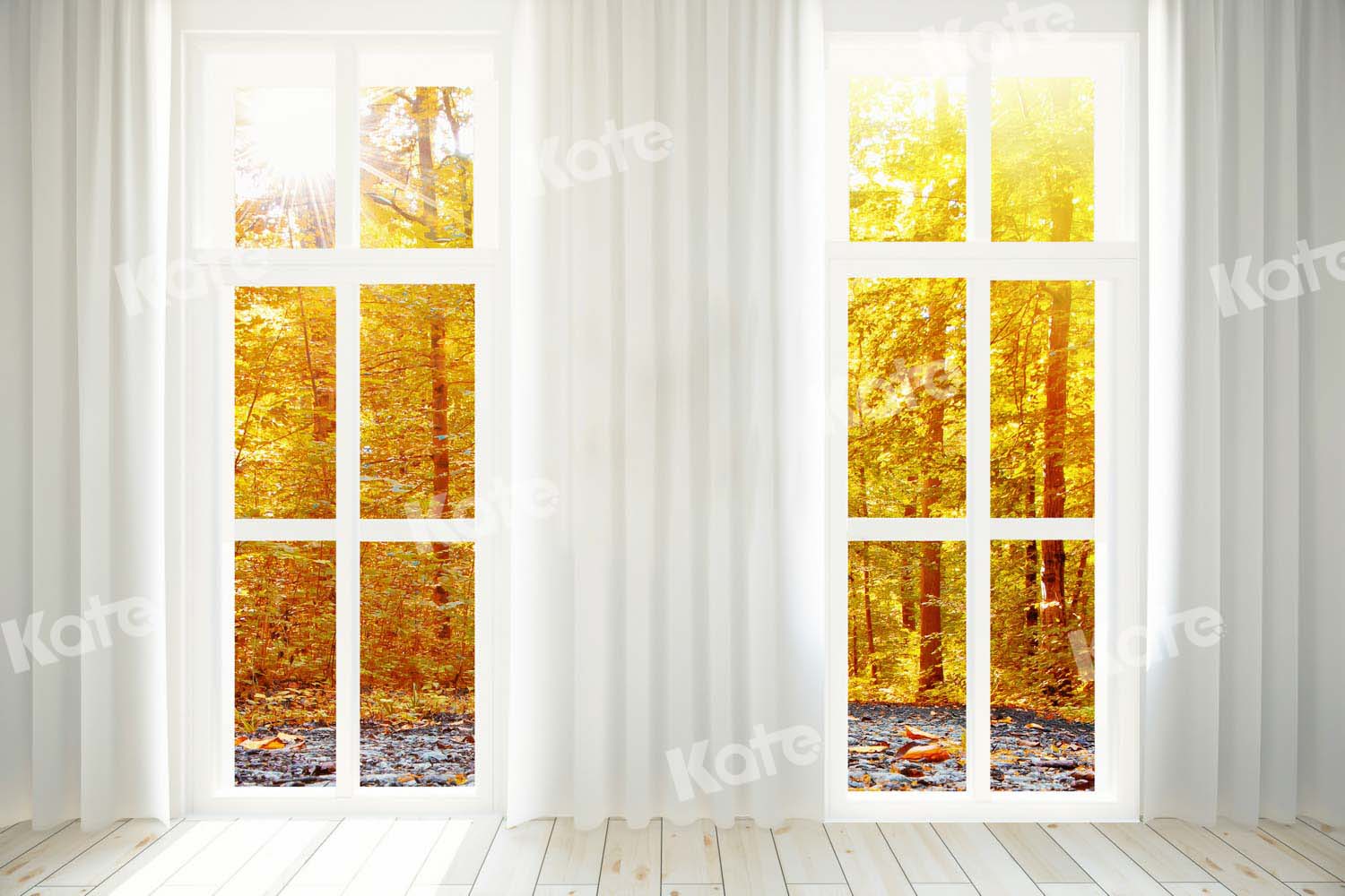 Kate Fall Forest Yellow Door Background for Photography Designed by Chain Photography