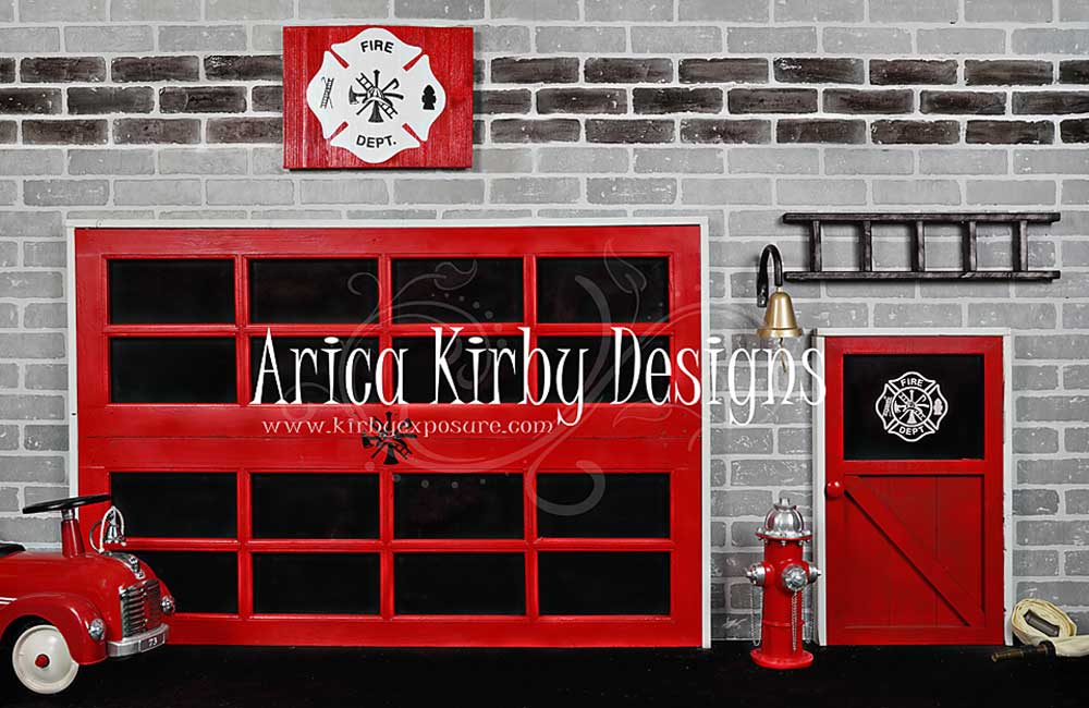 Kate Fire Station Backdrop Fire Fighting Brick designed by Arica Kirby