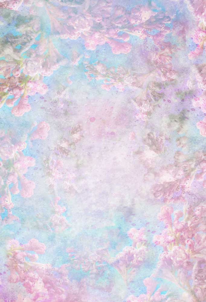 Kate Floral Abstract Backdrop Pink Blue for Photography